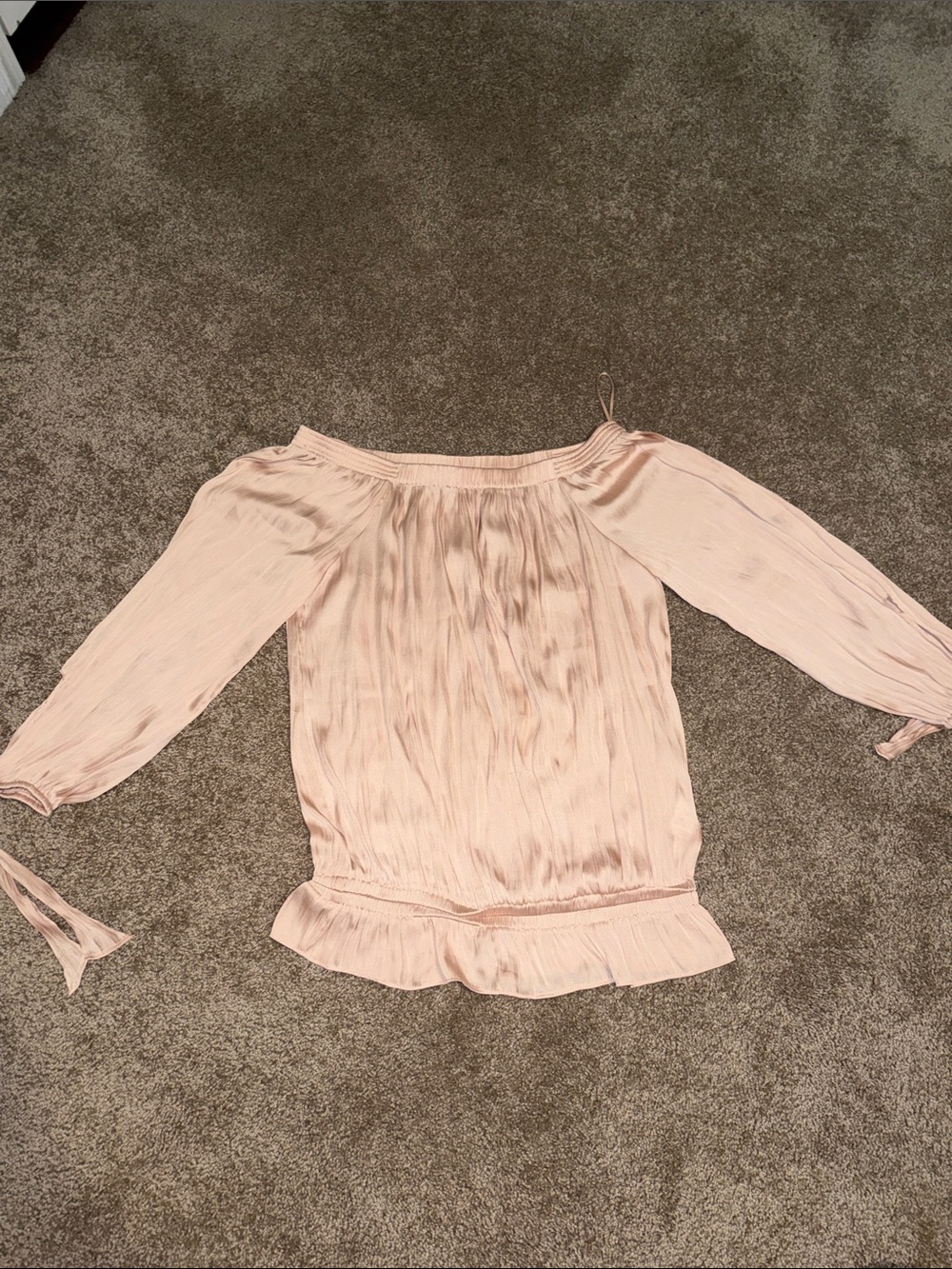 Matter Women's Off-Shoulder Peasant Blouse in Light Pink - Small